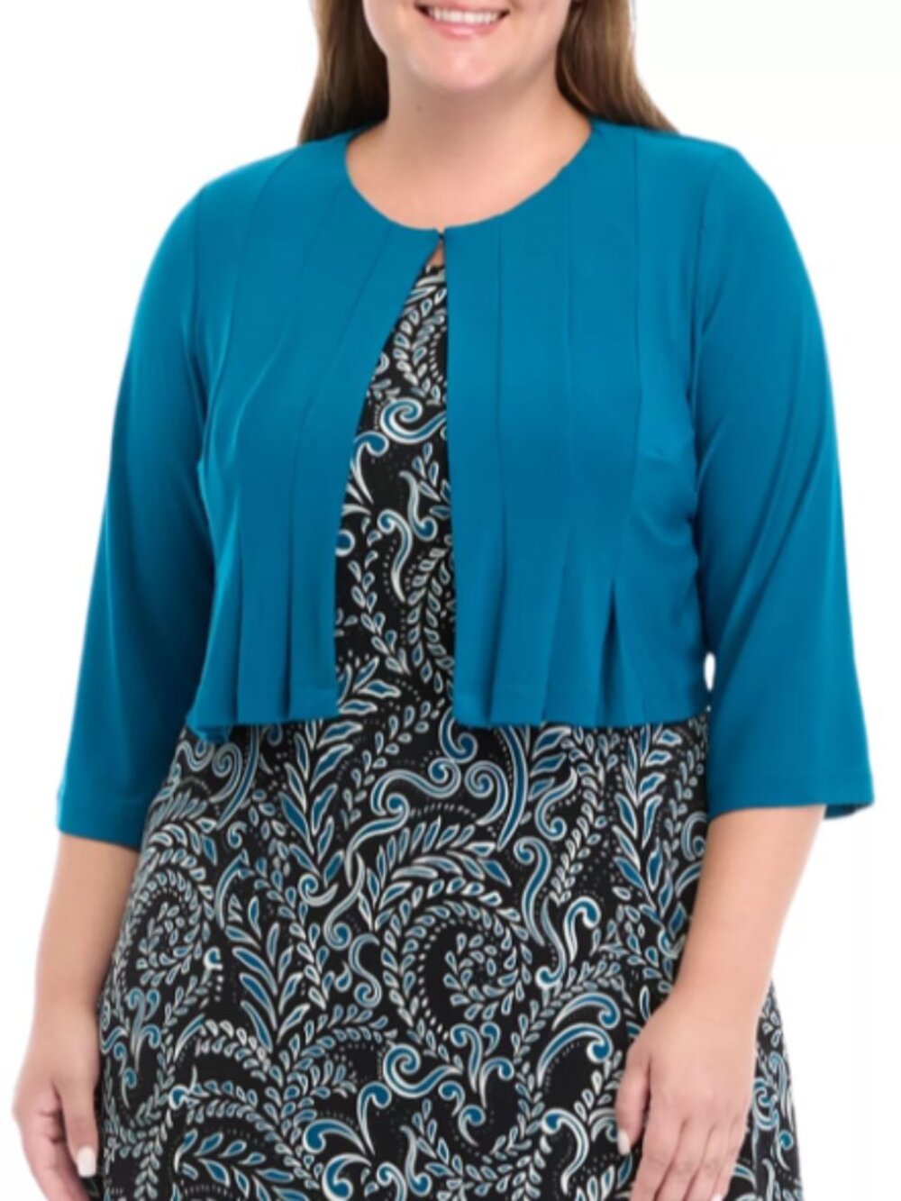 Plus Size 3/4 Sleeve Jacket Dress